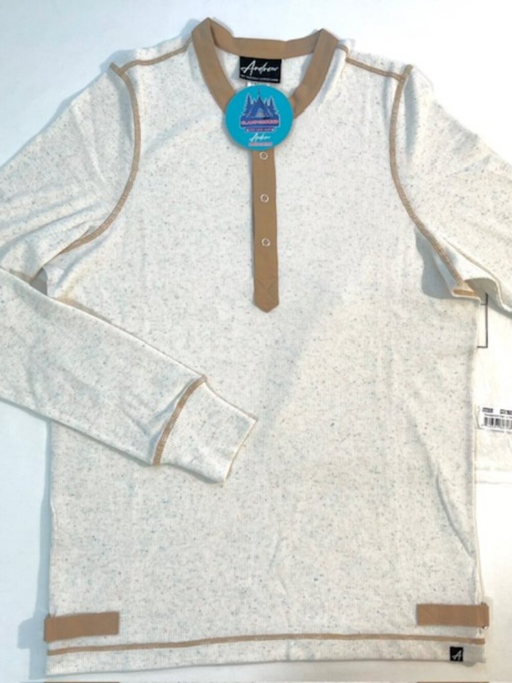 Andrew Christian Size "M" Glampground Long Sleeve T-Shirt - White/Tan